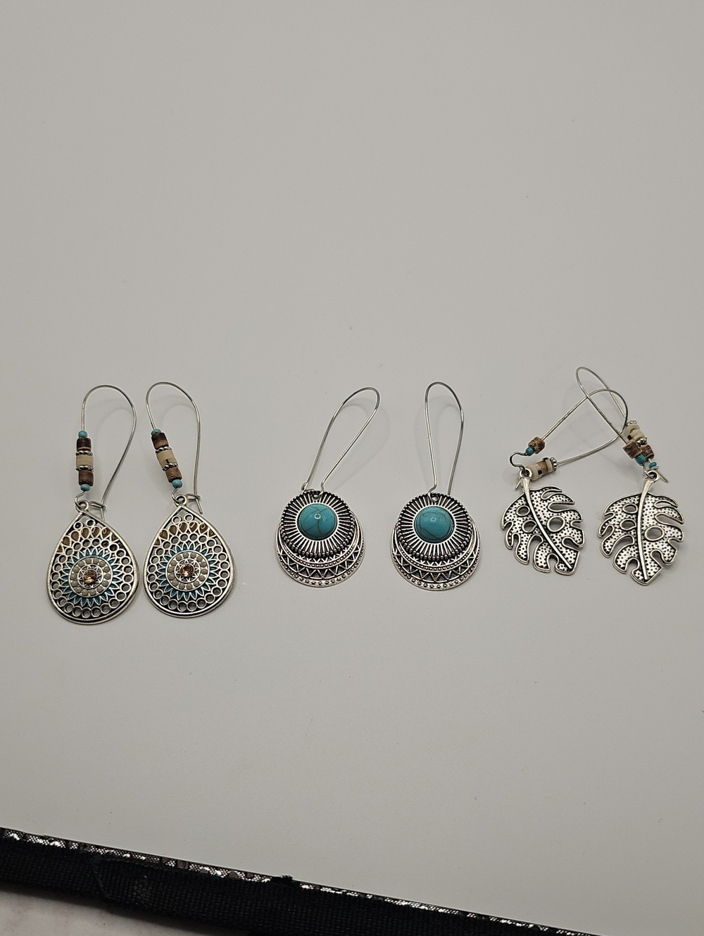 Lot Of 3 Pairs Of Silver Tone Earings. Very Good Used Condition.